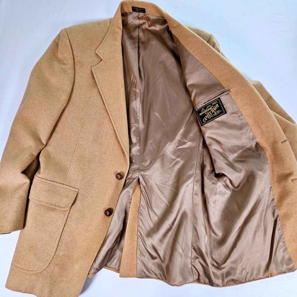 JD Christopher 100% Mongolian Camel Hair Blazer Mens Camel Tan Sport Coat Jacket